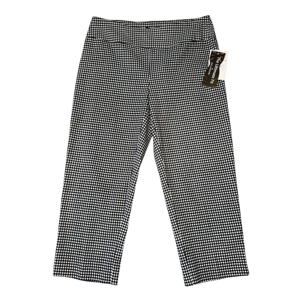 Zac & Rachel Black White Gingham Check Cropped Pants Women's Medium Ultimate Fit